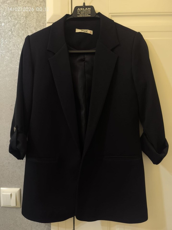 Düğmeli Siyah Kadın Blazer Ceket - Görsel 2