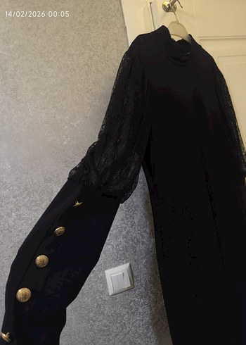 Siyah Uzun Kollu Gotik Uzun Elbise - Görsel 3