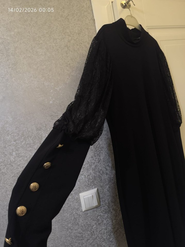 Siyah Uzun Kollu Gotik Uzun Elbise - Görsel 3