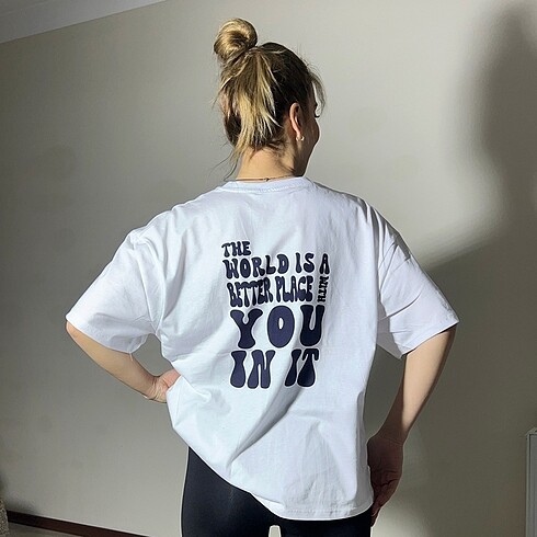 m Beden Arka baskılı t-shirt