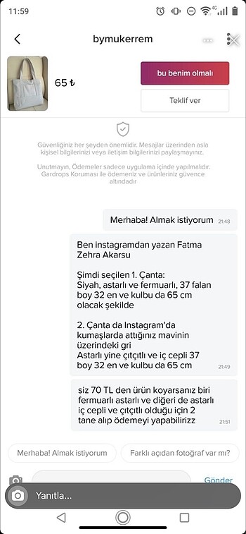 Diğer Bez çanta