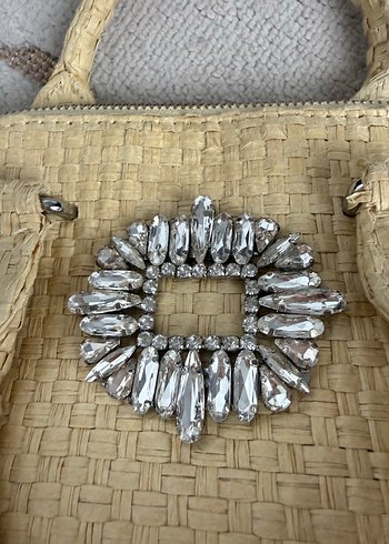 Zincir Detaylı Bej Nakışlı Bohem Çanta - Görsel 3