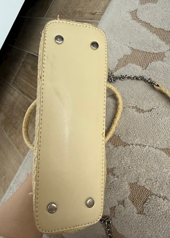 Zincir Detaylı Bej Nakışlı Bohem Çanta - Görsel 4
