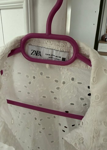 Beyaz Nakışlı Mini Pamuklu Gömlek - Görsel 2