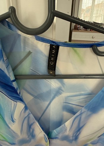 Mavi V Yaka Bağlamalı Kadın Gömlek - Görsel 3