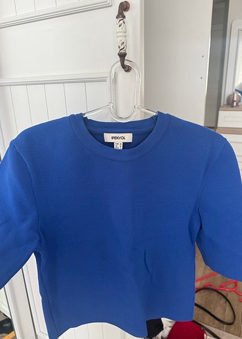 Kadın Mavi Kısa Kollu Bisiklet Yaka Triko - Görsel 2