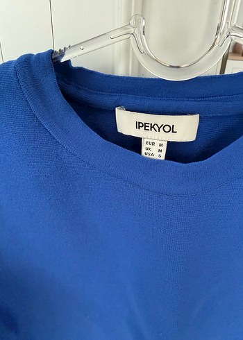 Kadın Mavi Kısa Kollu Bisiklet Yaka Triko - Görsel 3