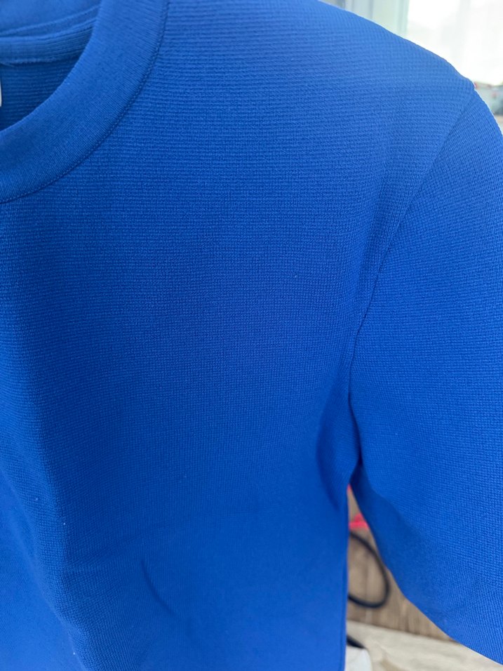 Kadın Mavi Kısa Kollu Bisiklet Yaka Triko - Görsel 4