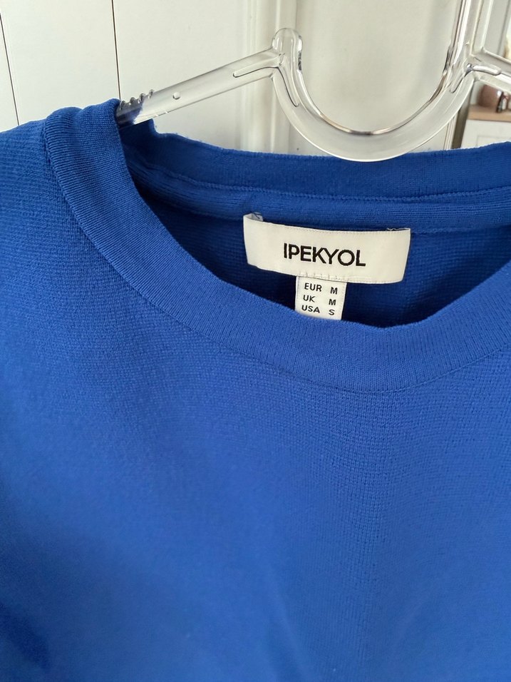 Kadın Mavi Kısa Kollu Bisiklet Yaka Triko - Görsel 3