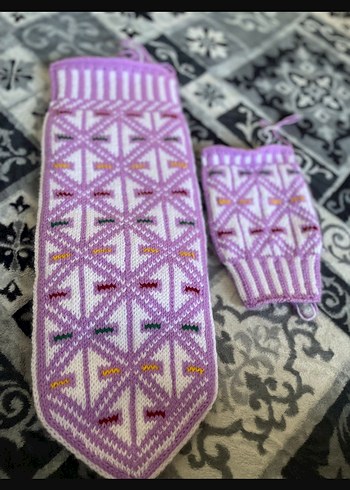Nakışlı Mor  namaz çorabı - Görsel 2