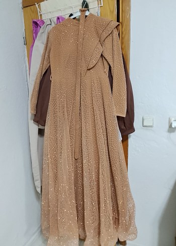 Bej Uzun Kollu Salaş Kadın Elbise - Görsel 3