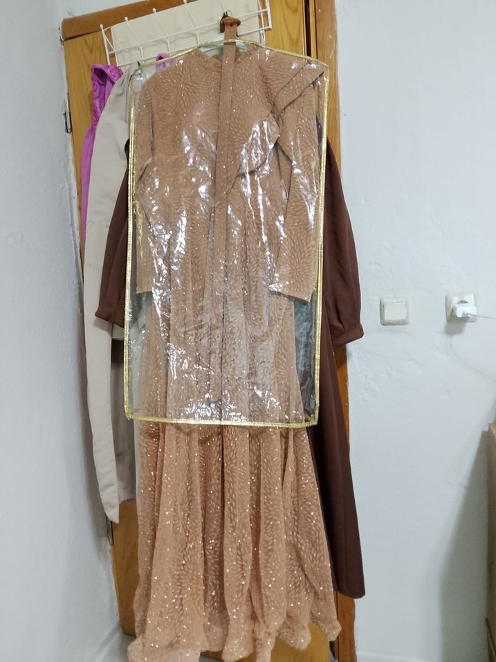 Bej Uzun Kollu Salaş Kadın Elbise - Görsel 2