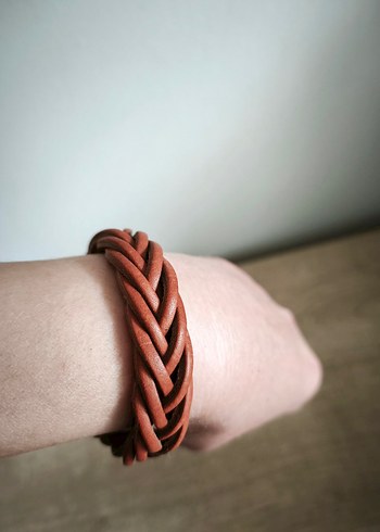 Bej Örgülü unisex Bileklik - Görsel 4