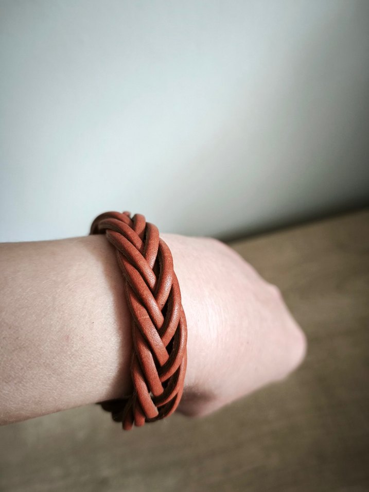 Bej Örgülü unisex Bileklik - Görsel 4