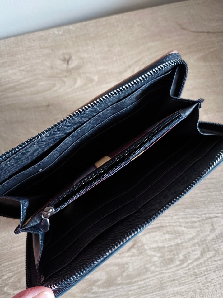 Suni deri Mavi Kadın Cüzdanı Fermuarlı - Görsel 3