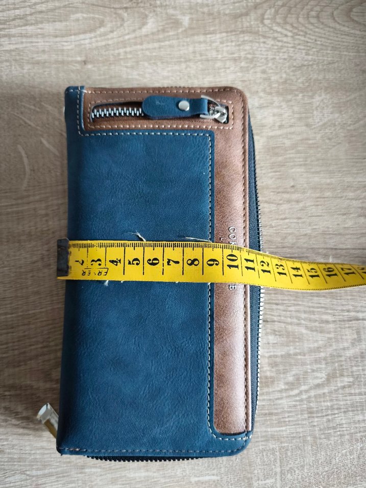 Suni deri Mavi Kadın Cüzdanı Fermuarlı - Görsel 5