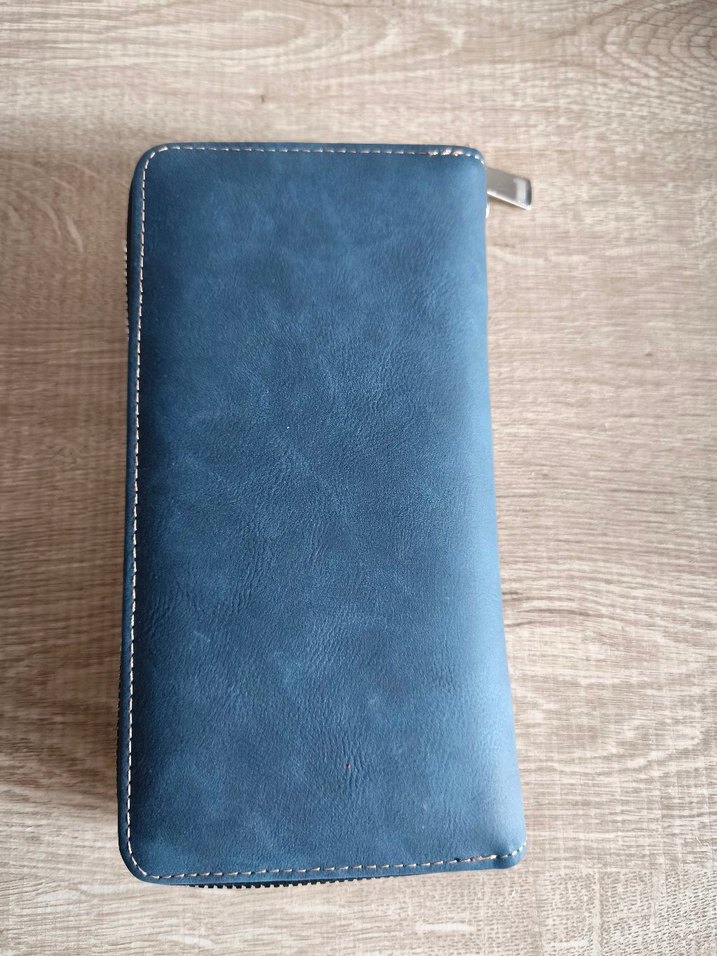 Suni deri Mavi Kadın Cüzdanı Fermuarlı - Görsel 2