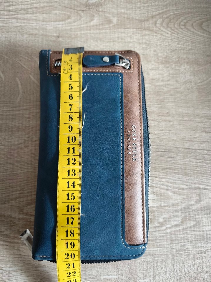 Suni deri Mavi Kadın Cüzdanı Fermuarlı - Görsel 4