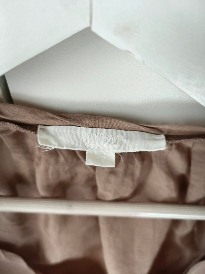 Açık kahve İpek Kumaşlı Salaş Kadın buluz - Görsel 2