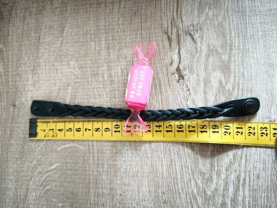 Siyah Örgülü unisex gerçek deri Bileklik - Görsel 2