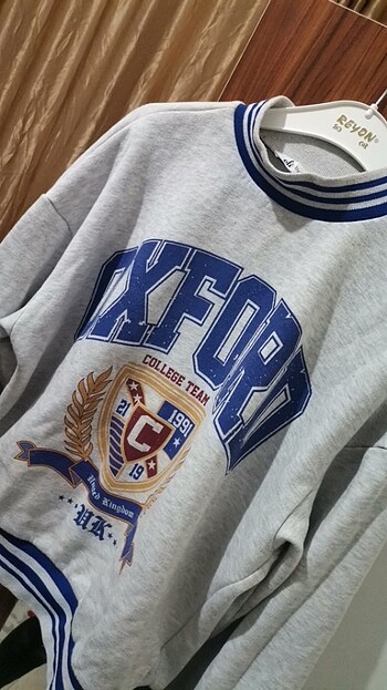 s Beden gri Renk Koton kolej Sweatshirt