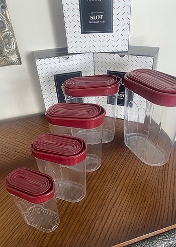 Karaca Bordo Kapaklı Plastik Saklama Kabı Seti