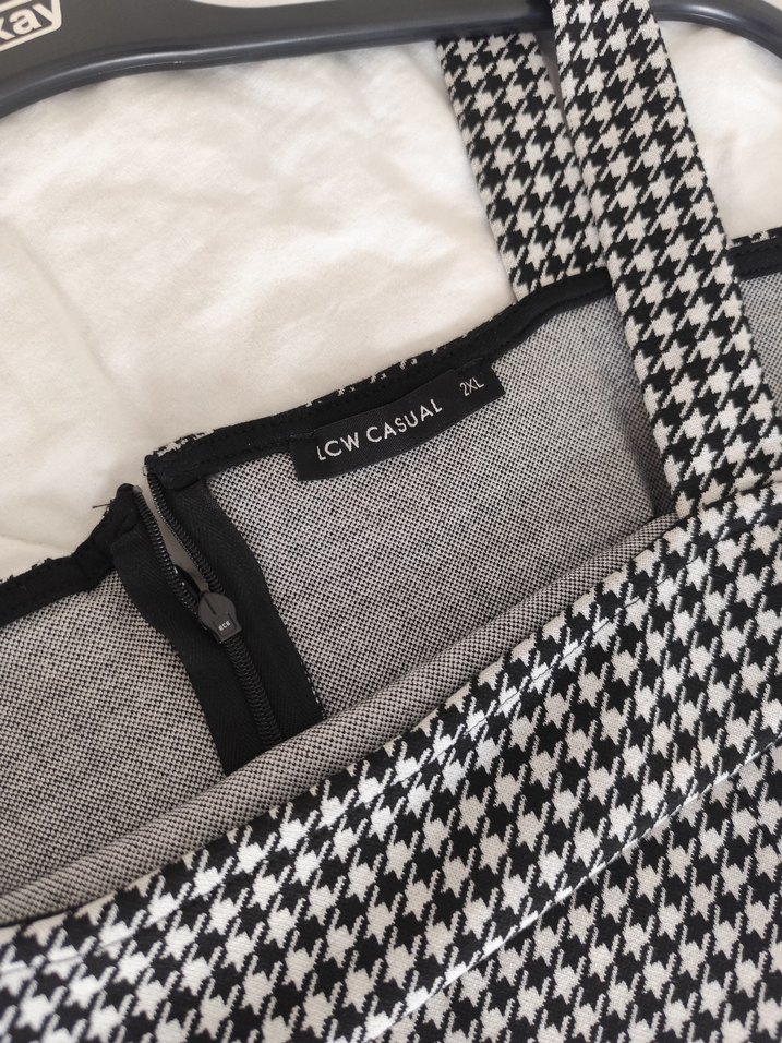 Siyah Kareli Midi Elbise - Görsel 3