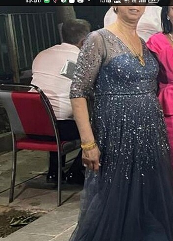 XL beden gece mavisi abiye elbise ????