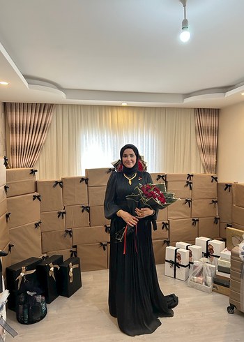 Uzun Siyah Kadın Abiye Elbise - Görsel 2