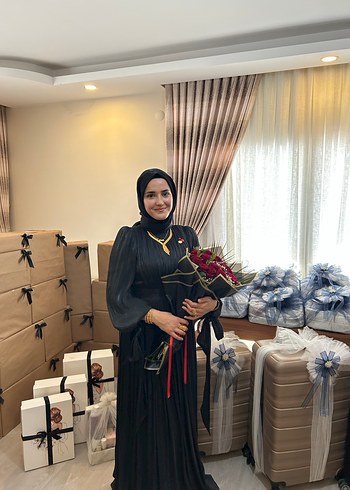 Uzun Siyah Kadın Abiye Elbise - Görsel 3