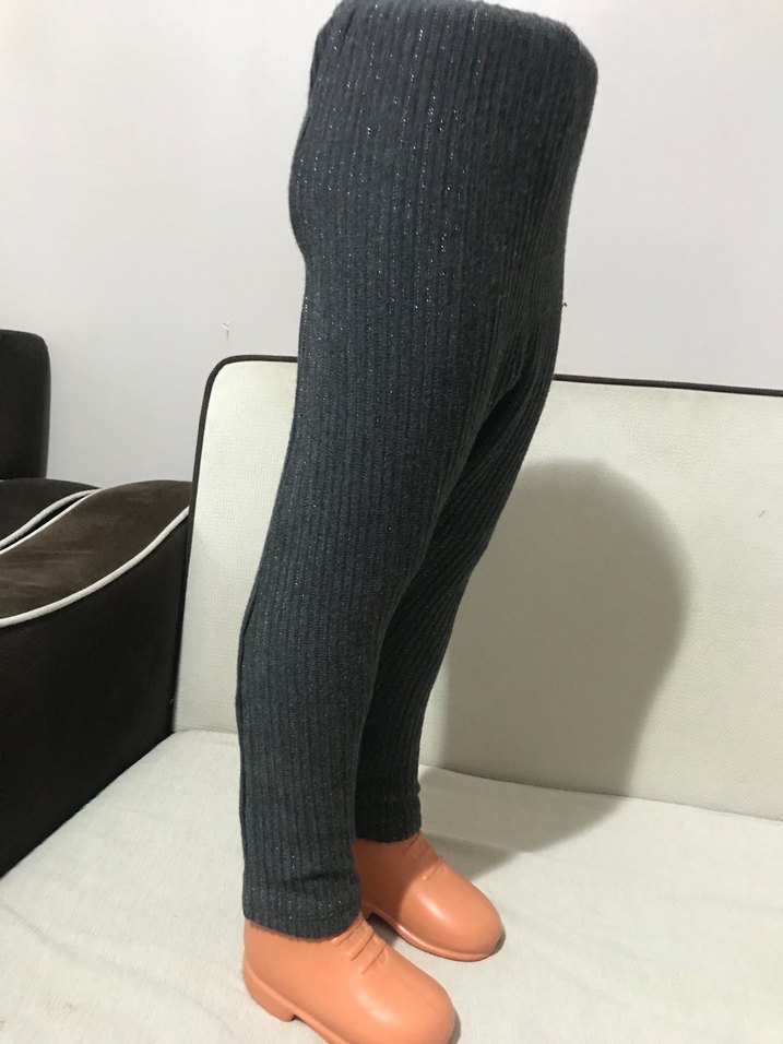 Kız Çocuk Gri Fitilli Triko Tayt - Görsel 2