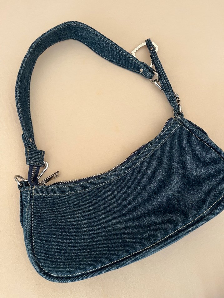 BERSHKA Boncuk İşlemeli Lacivert Denim Kadın Çanta - Görsel 3