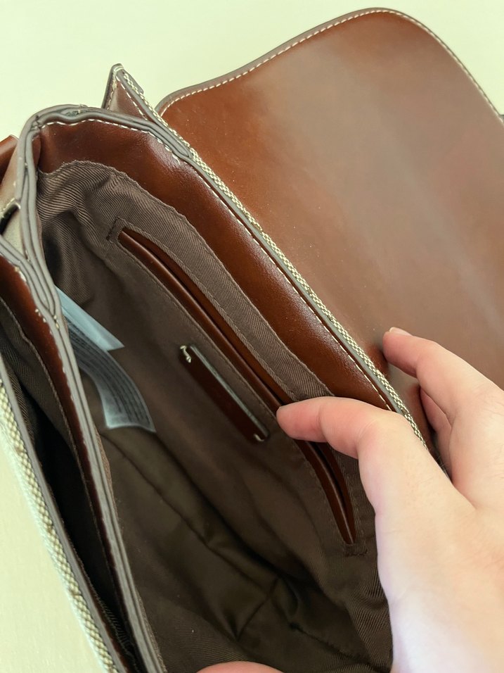 MANGO Kahverengi Deri Tokalı Vintage Kadın Çanta - Görsel 3