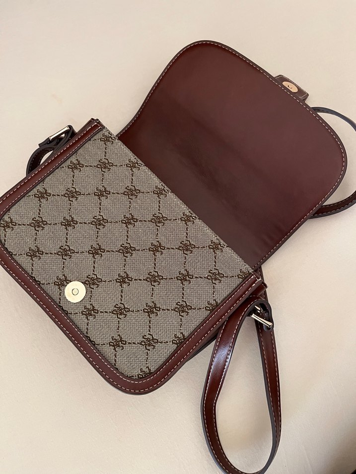 MANGO Kahverengi Deri Tokalı Vintage Kadın Çanta - Görsel 2