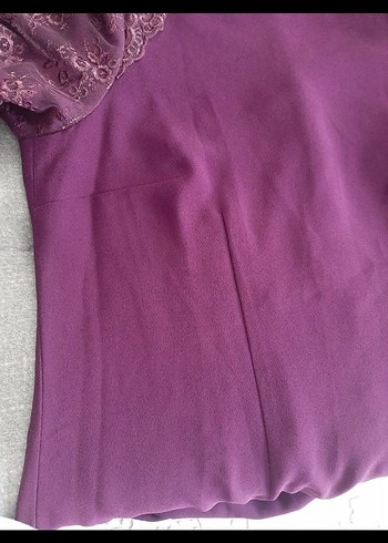 mürdüm Dantel Detaylı Uzun Kollu Uzun Elbise - Görsel 6