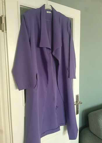 Uzun Mor Kadın Ofis Kabanı - Görsel 2