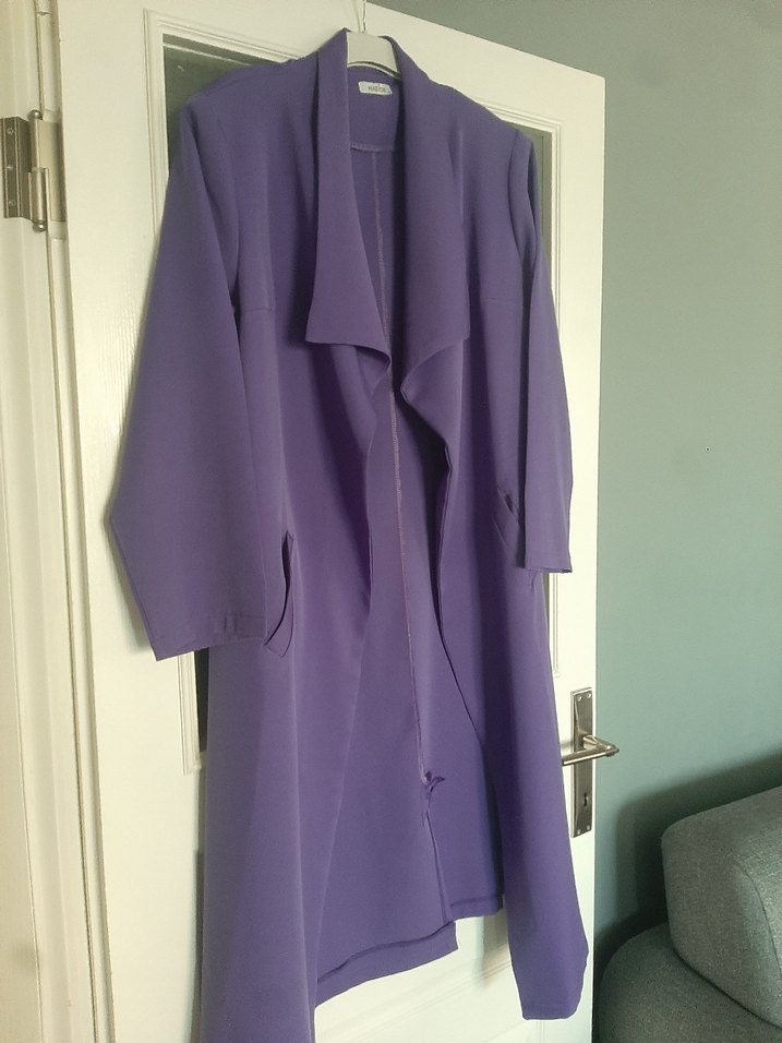 Uzun Mor Kadın Ofis Kabanı - Görsel 2