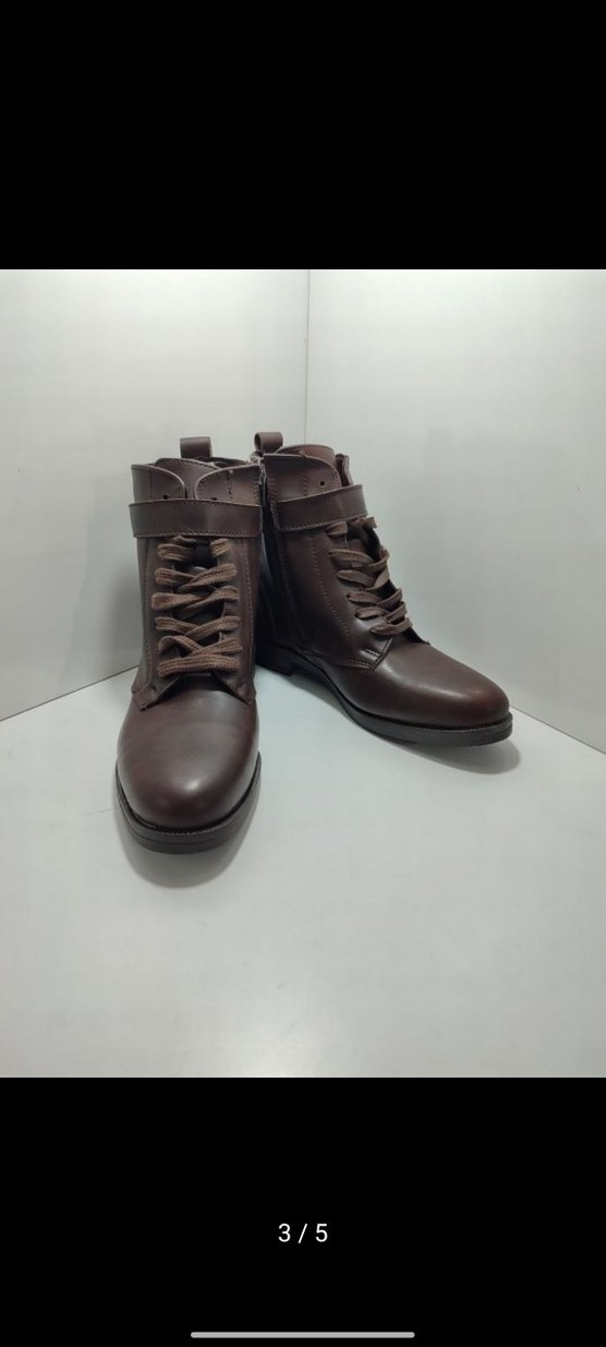 Kahverengi Deri Tokalı Biker Kadın Bot - Görsel 3