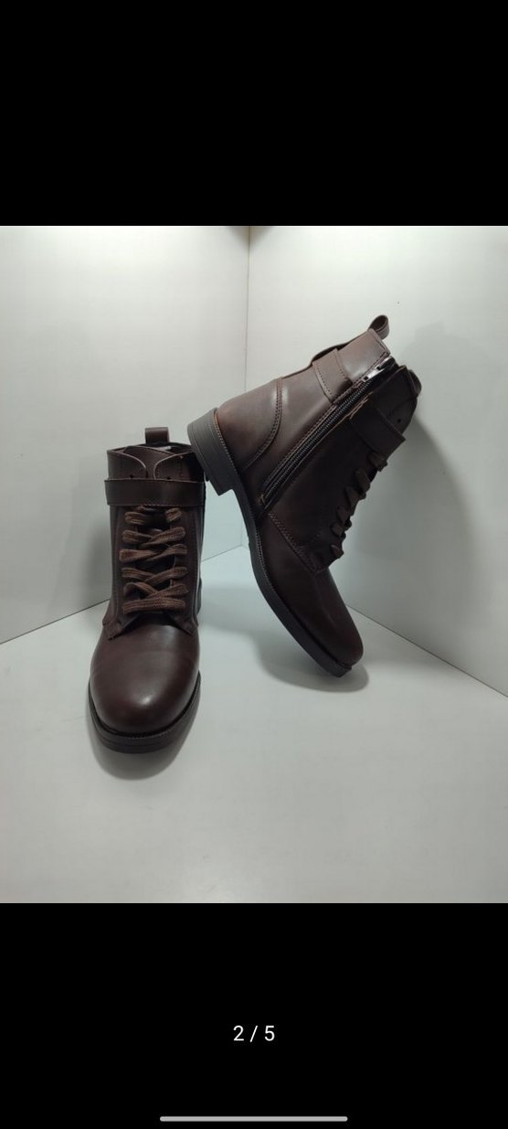 Kahverengi Deri Tokalı Biker Kadın Bot - Görsel 2