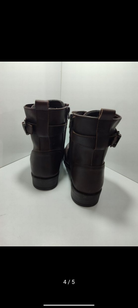 Deri Kahverengi Kemerli Biker Bot - Görsel 4