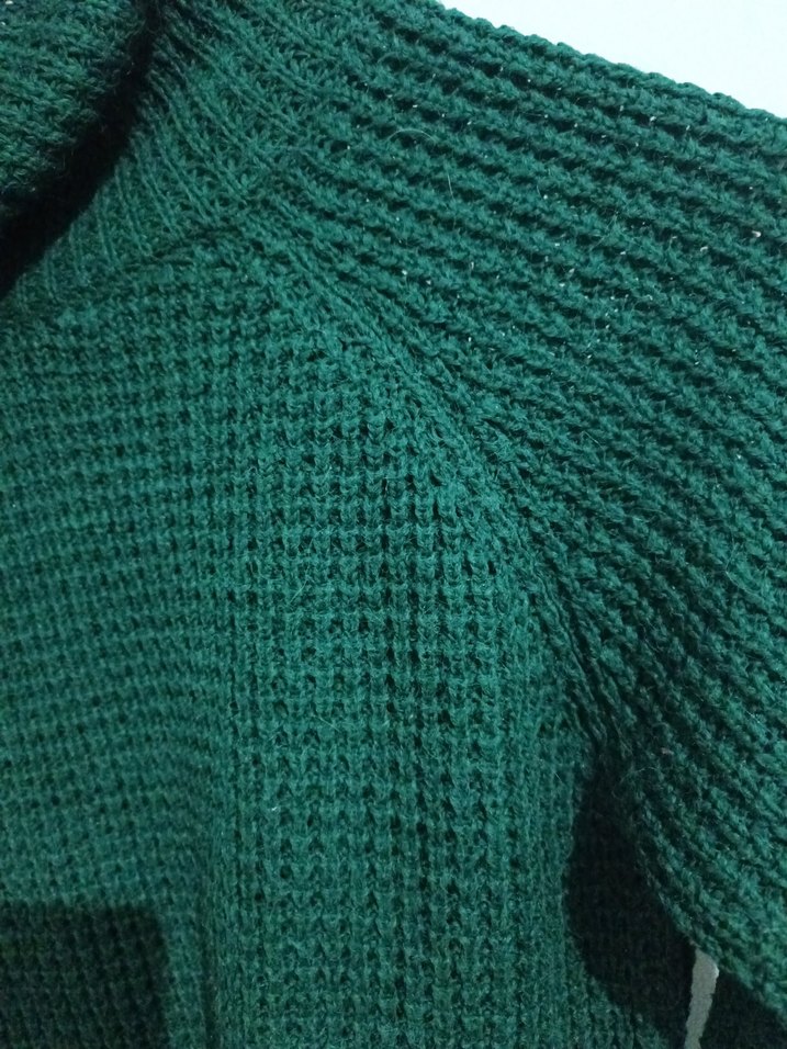 Kadın Yeşil Boğazlı Örgü Kazak - Görsel 2