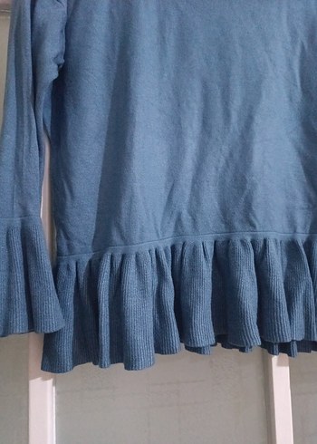Mavi Kadın Bluz - Fırfırlı, Bol Kesim - Görsel 2