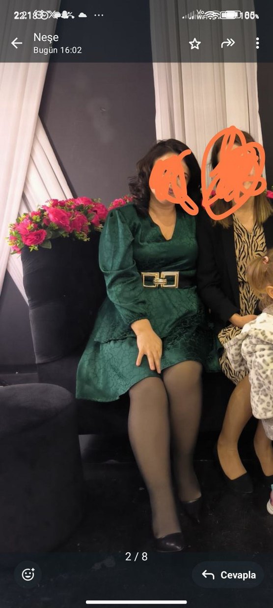 Yeşil V Yakalı Midi Kadın Elbise - Görsel 2