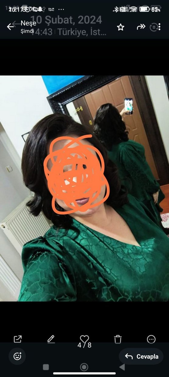 Yeşil V Yakalı Midi Kadın Elbise - Görsel 4