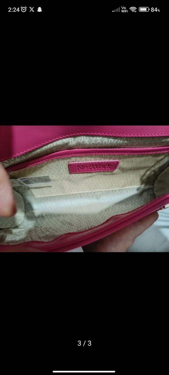 Zincir Detaylı Pembe Deri Kadın Çanta - Görsel 3