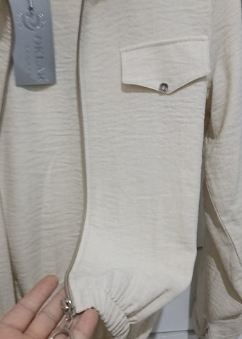 Bej Fermuarlı Keten Gömlek - Görsel 5