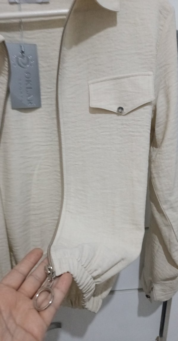 Bej Fermuarlı Keten Gömlek - Görsel 5