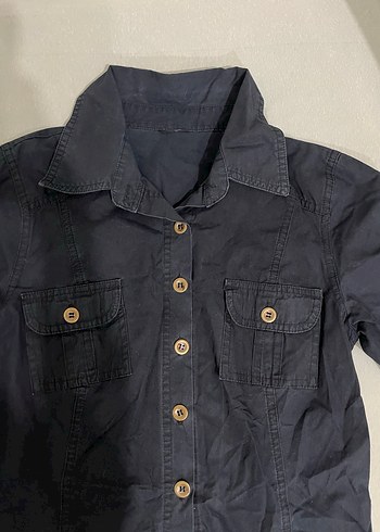 Düğmeli Lacivert Denim Midi Elbise - Görsel 2