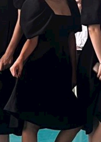 siyah balon kol elbise - Görsel 3