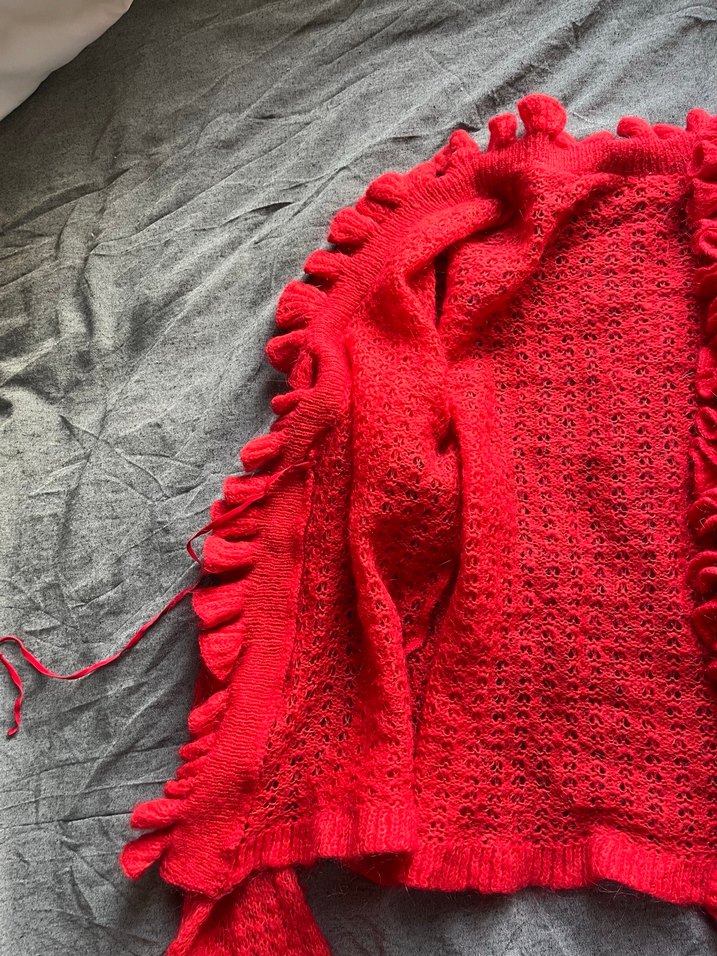 Kırmızı Örgü Kadın ceket - Görsel 3